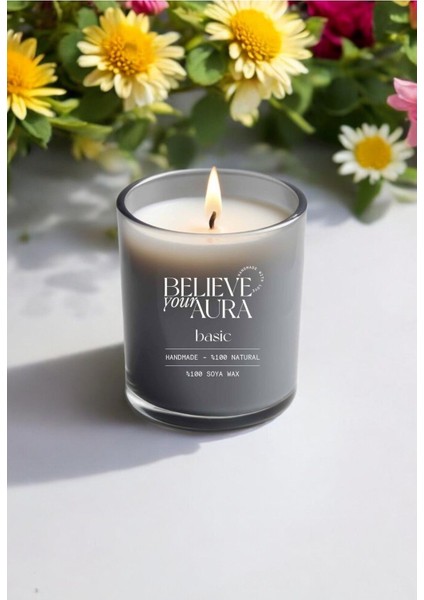 Kokusuz Doğal Mum - %100 Doğal Soya Mumu Aromaterapi ve Dekoratif Gri Bardak Mum - 300 cc fırsatları