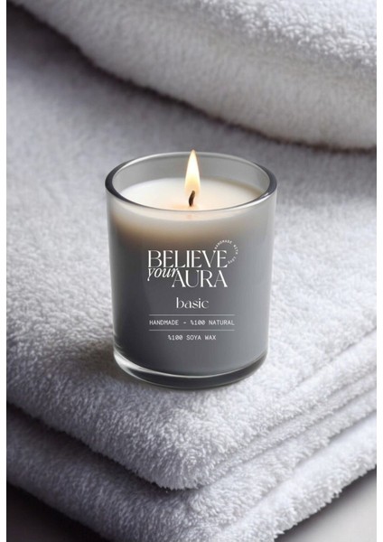 Kokusuz Doğal Mum - %100 Doğal Soya Mumu Aromaterapi ve Dekoratif Gri Bardak Mum - 300 cc