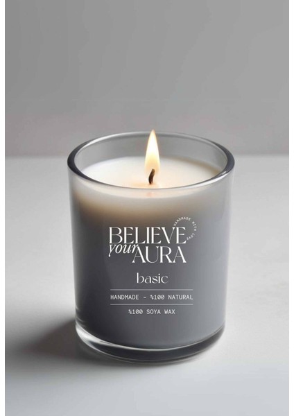 Kokusuz Doğal Mum - %100 Doğal Soya Mumu Aromaterapi ve Dekoratif Gri Bardak Mum - 300 cc