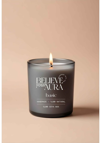 Kokusuz Doğal Mum - %100 Doğal Soya Mumu Aromaterapi ve Dekoratif Gri Bardak Mum - 300 cc