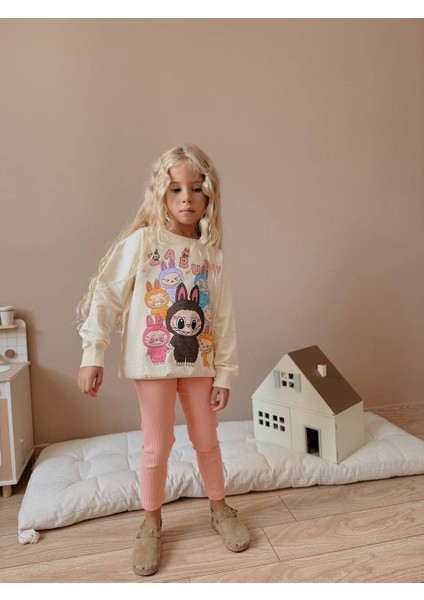 Karakter Desenli Uzun Kollu Taytlı Kız Çocuk Alt Üst Takım modelleri