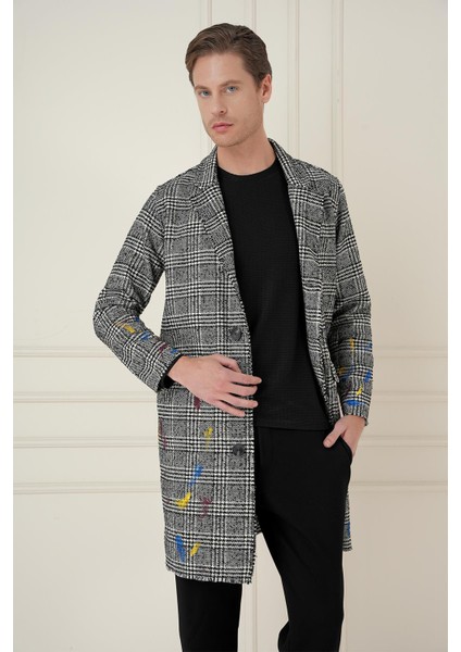 Plt 086 Slim Fit Siyah-Beyaz Spor Palto fiyatları