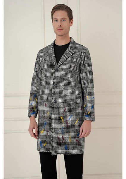 Plt 086 Slim Fit Siyah-Beyaz Spor Palto modelleri