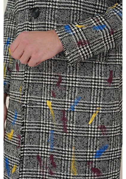 Plt 086 Slim Fit Siyah-Beyaz Spor Palto fırsatları