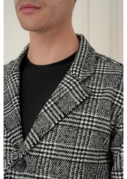 Plt 086 Slim Fit Siyah-Beyaz Spor Palto indirimleri