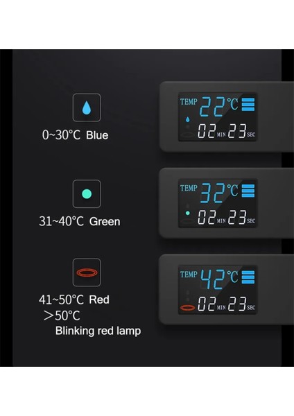 Dijital Sıcaklık LED Ekranlı Banyo Duş Seti Piyano Tuşlu Yeni Tasarım Siyah 7 Yıl Garantili Ithal