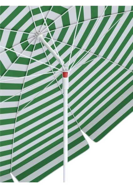 Plaj Şemsiyesi Bidonlu Yeşil Beyaz 180 cm Çap 8 Telli Eğim Verilir ve Rosie Hediye fiyatları