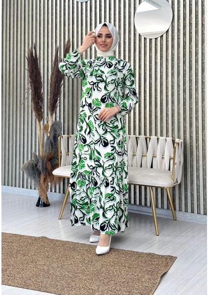 Eteği Volanlı Dokuma Viskon Elbise fiyatları