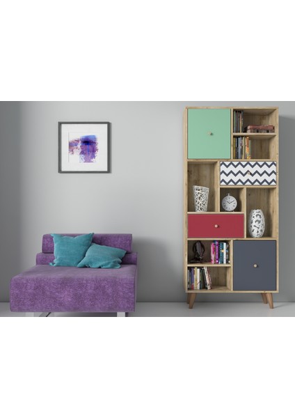 Hunerika Serafina Kitaplık-Renkli-Minifiks Bağlantı fiyatları