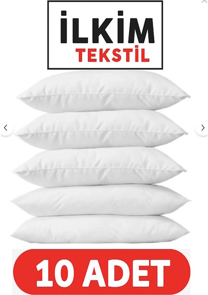 10 Adet Fermuarlı Beyaz Pamuk Iç Yastık Kılıfı Astar 50X70 cm
