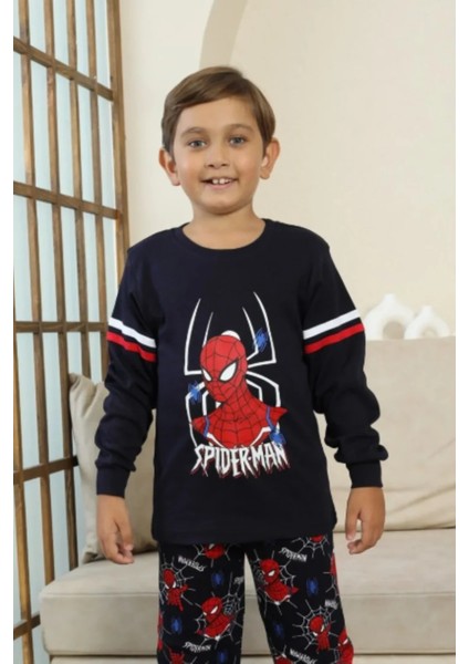 Spiderman Desenli Erkek Çocuk Pijama Takımı Siyah