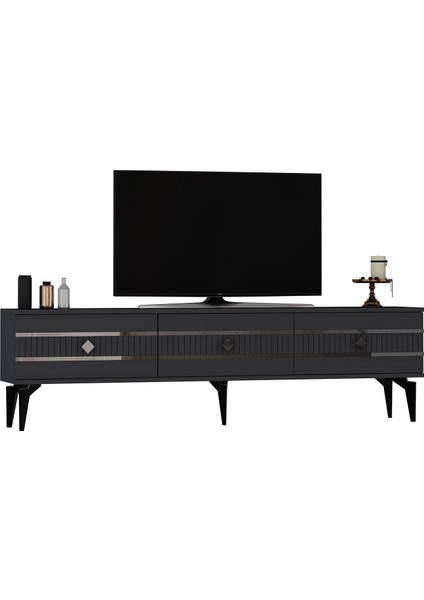Lenoract 180CM Tv Sehpası Antrasit-Gümüş modelleri