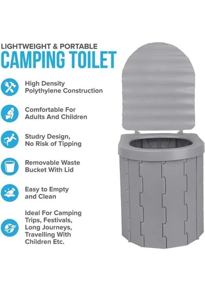 Katlanır Portatif Kamp Tuvaleti [wc] Gri fırsatları