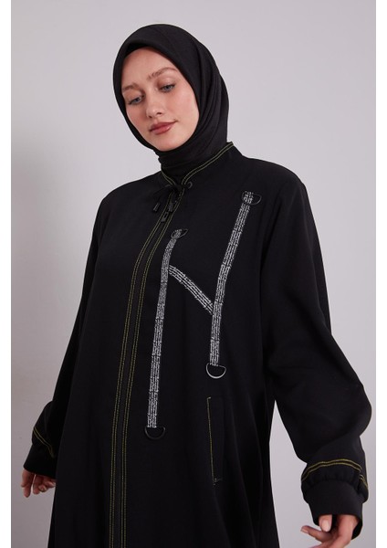 Siyah Şerit Detaylı Ferace modelleri