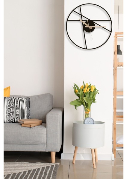 Dekoratif Siyah Sessiz Metal Duvar Saati 60X60CM fırsatları