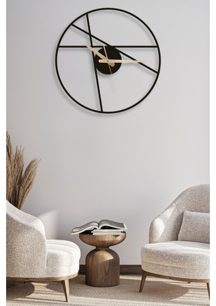 Dekoratif Siyah Sessiz Metal Duvar Saati 60X60CM indirimleri