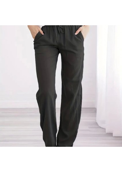 Kadın Beli Lastikli Keten Pantolon modelleri