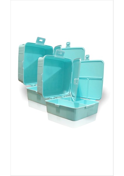 Iki 2 Adet Büyük 15X15 cm Çok Gözlü Bölmeli Okul Çocuk Beslenme Yemek Saklama Kabı Kutusu Tabağı