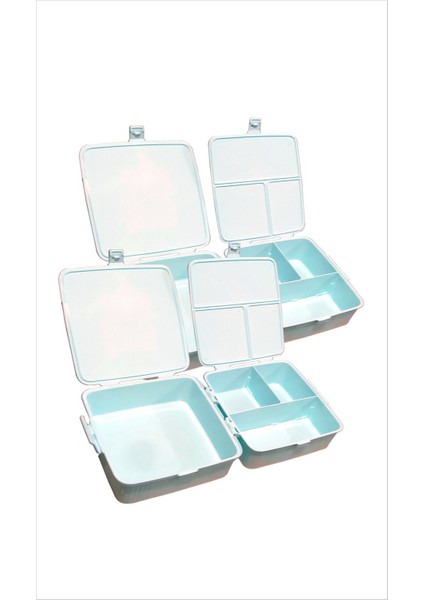 Iki 2 Adet Büyük 15X15 cm Çok Gözlü Bölmeli Okul Çocuk Beslenme Yemek Saklama Kabı Kutusu Tabağı
