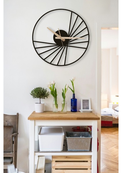 Dekoratif Siyah Sessiz Metal Duvar Saati 60X60CM fırsatları