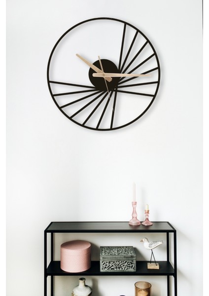 Dekoratif Siyah Sessiz Metal Duvar Saati 60X60CM