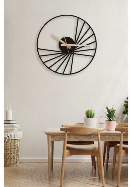 Dekoratif Siyah Sessiz Metal Duvar Saati 60X60CM