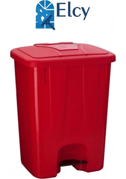 Pedallı Plastik 65 Lt Kırmızı Çöp Kovası