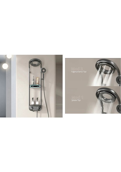 Dijital LED Ekran ve Termostatlı Robot Duş Seti Lüx Şelale Yağmur Duş Sistemi 7 Yıl Garantili Ithal fiyatları