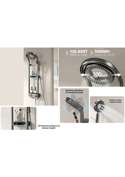 Dijital LED Ekran ve Termostatlı Robot Duş Seti Lüx Şelale Yağmur Duş Sistemi 7 Yıl Garantili Ithal modelleri