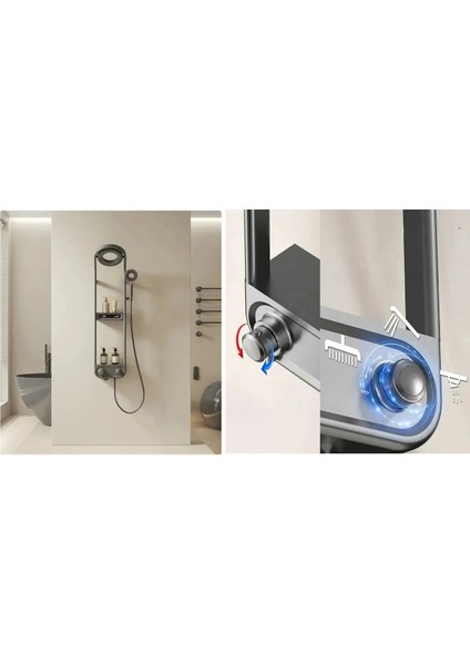 Dijital LED Ekran ve Termostatlı Robot Duş Seti Lüx Şelale Yağmur Duş Sistemi 7 Yıl Garantili Ithal