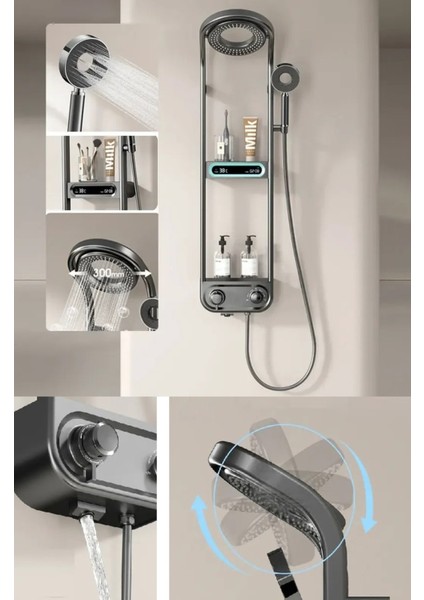 Dijital LED Ekran ve Termostatlı Robot Duş Seti Lüx Şelale Yağmur Duş Sistemi 7 Yıl Garantili Ithal