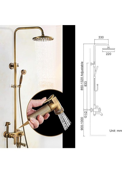 Banyo Bataryası ve Duş Seti Antik Renk Bide Fiskiyeli Yeni Model 7 Yıl Garantili Ithal