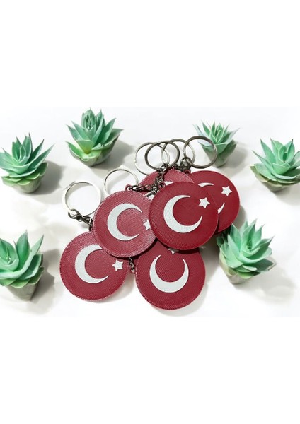3D Tasarım Ay ve Yıldız Anahtarlık