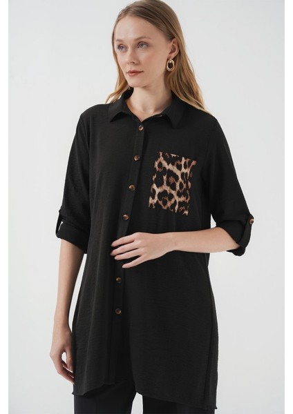 5851 Cep Detaylı Gömlek Tunik - Siyah modelleri