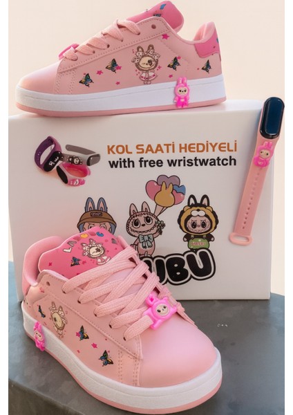 Labubu Çocuk Spor Ayakkabı + Akıllı Kol Saati Hediyeli 🎁✨ | Renkli ve Eğlenceli Tasarım