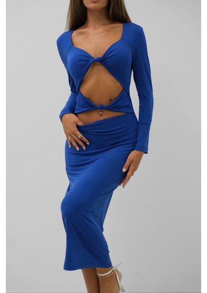 Düğüm Detaylı Midi Boy Elbise