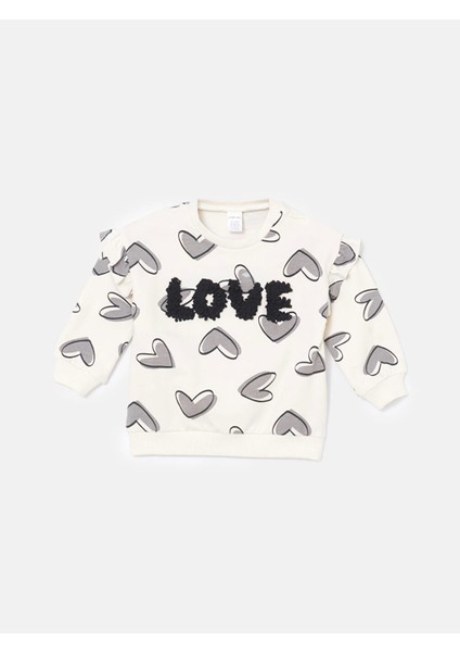 Lcw Baby Ekru Bisiklet Yaka Baskılı Kız Bebek Sweatshirt ve Tayt 2'li fiyatları