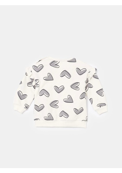 Lcw Baby Ekru Bisiklet Yaka Baskılı Kız Bebek Sweatshirt ve Tayt 2'li indirimleri