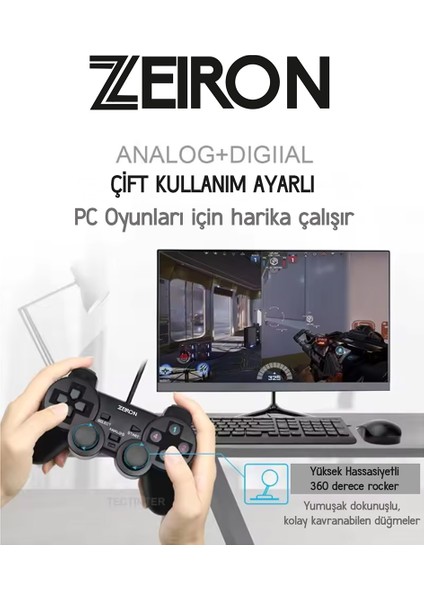 Gp3 USB Joystick Bilgisayar | Windows 7-10-11 Pc, Laptop, Ps3, Ps4 Gamepad Oyuncu Kolu fiyatları