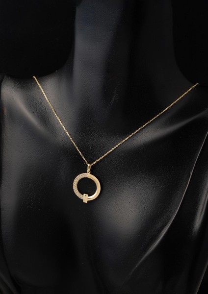 Halka Tasarım Çivili Sarı Altın Kolye fiyatları