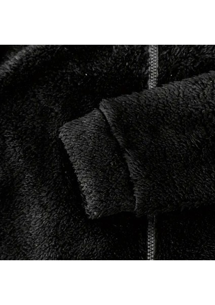 Kadın Uzun Kollu Kapişon ve Fermuar Detaylı Peluş Şort Tulum fırsatları