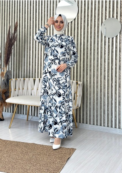 Eteği Volanlı Dokuma Viskon Elbise fırsatları