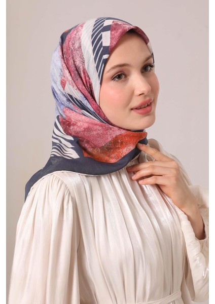 Lacivert Zebra Desen Pamuk Eşarp modelleri