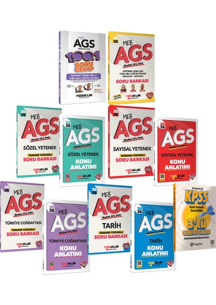 2026 Meb Ags Sözel-Sayısal Yetenek-Tarih-Türkiye Coğrafyası-Mevzuat Konu-Soru BANKASI-1001 Sorucevap