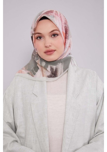 Mint Yeşili Fırça Desen Pamuk Eşarp