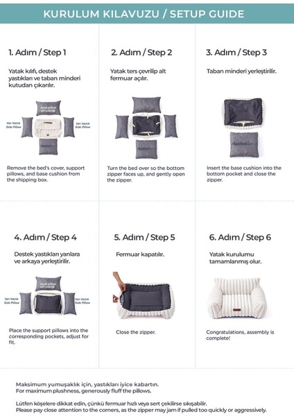 Kürk Peluş Kedi Köpek Evcil Hayvan Yatağı PatiChill Yıkanabilir Kaymaz Taban Luna Lüks Ortopedik Su Geçirmez Krem fiyatları