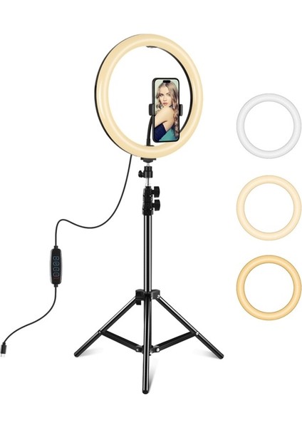 Makyaj, Vlog ve Influencer Çekimleri Için LED Ring Işık Tripodlu - 3 Farklı Işık Modu fırsatları