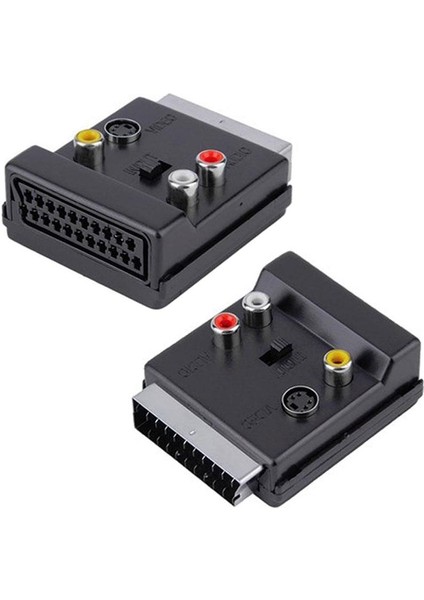 Scart Erkek Di̇şi̇ - Rca - S-Vi̇deo Anahtarli Çi̇ft Yönlü Av Görüntü Ses Çevi̇ri̇ci̇ Adaptör (21 Pi̇n)
