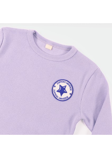 Kız Çocuk Pamuk Fitilli Alt Üst Takım - Lila fiyatları