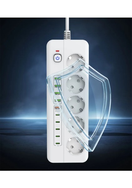 Isıya Dayanıklı Power Tuşlu 5'li Grup Priz 5x USB 5x Type-C Çıkışlı Priz 2 mt Kablolu fırsatları